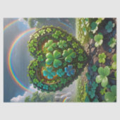 Een hart gemaakt van shamrocks onder de regenboog tissuepapier (Voorkant)