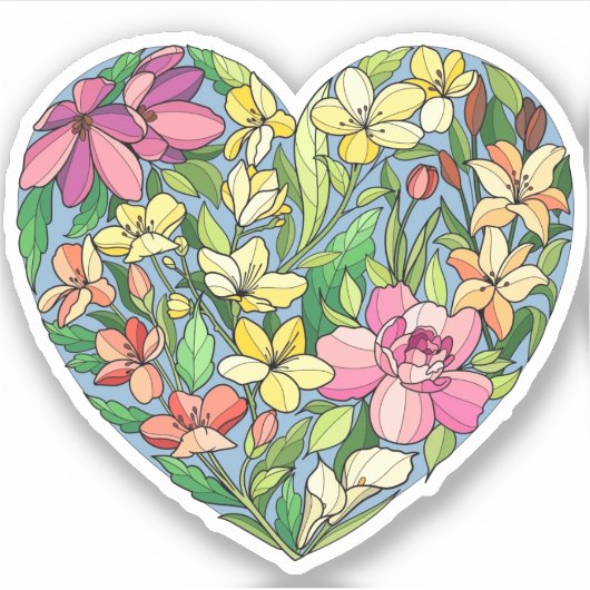 Een hart gevuld met bloemen sticker (Voorkant)