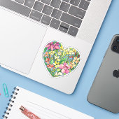 Een hart gevuld met bloemen sticker (Laptop met iPhone)