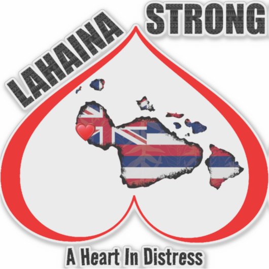 EEN HART IN NOOD LAHAINA STERK Rood Sticker (Voorkant)