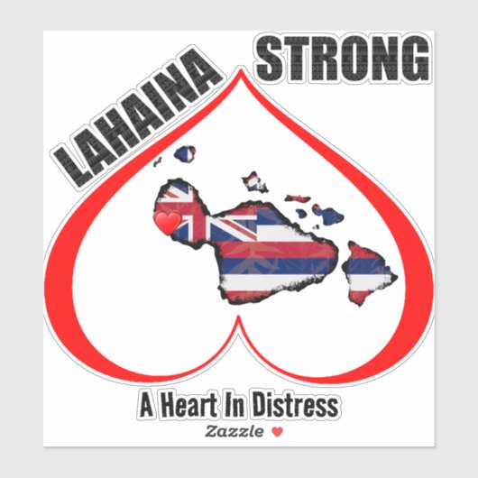 EEN HART IN NOOD LAHAINA STERK Rood Sticker (Vel)