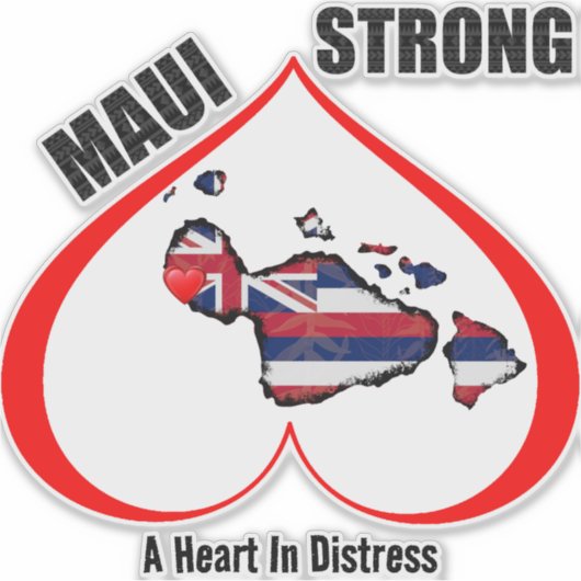 EEN HART IN NOOD MAUI STERK Rood Sticker (Voorkant)