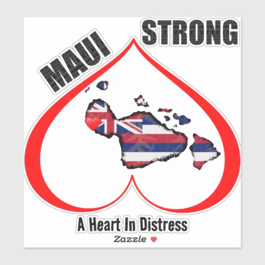 EEN HART IN NOOD MAUI STERK Rood Sticker (Vel)
