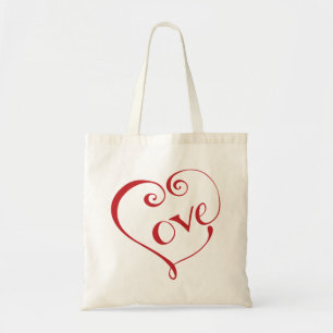 Een hart van de liefde in het rood tote bag