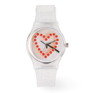 een hart van een bril op een sportieve roze silico horloge