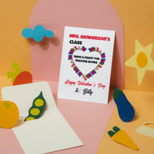 Een hart voor het lezen van de Valentijn van de le Notitiekaartje