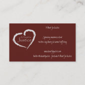 Een hart voor justitiekaarten (maroon) visitekaartje (Achterkant)