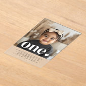 Eén hartfoto voor eerste verjaardag acryl uitnodigingen (Laagn)