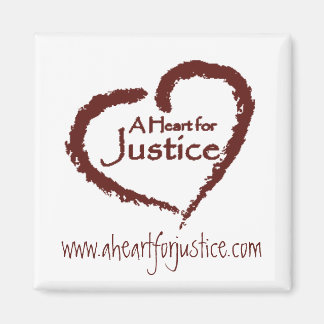 Een Heart for Justice magneet (wit)