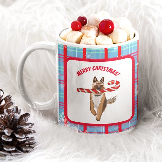 Een heel Duits Shepherd Candy Cane Kerstmis Koffiemok