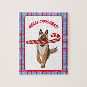 Een heel Duits Shepherd Candy Cane Kerstmis Legpuzzel