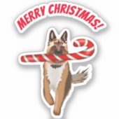 Een heel Duits Shepherd Candy Cane Kerstmis Sticker (Voorkant)