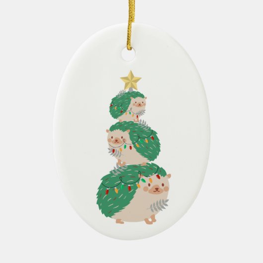 Een heel egel kerst keramisch ornament (Voorkant)