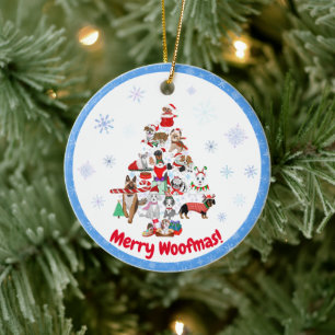Een heel kerstfeestelijk hondje keramiek ornament