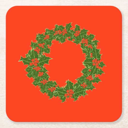 Een heel prettig kerstfeest vierkante kartonnen onderzetter (Voorkant)