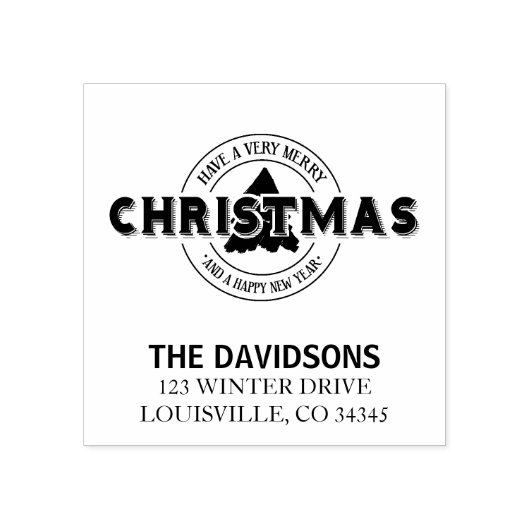 Een heel prettig kerstmonogram hebben rubberstempel (Afrduk)