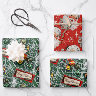 Een heel retro vrolijk Kerstfeest Inpakpapier Vel