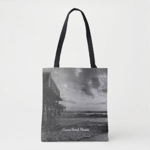 Een heerlijke 'beach morning Grayscale'-Canvas tas