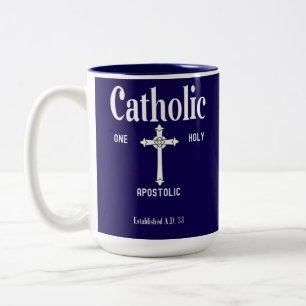 Één Heilige Katholieke Apostolische Kerk geloof Tweekleurige Koffiemok