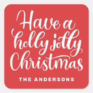 Een heilige kerst. Rood schattig script Vierkante Sticker