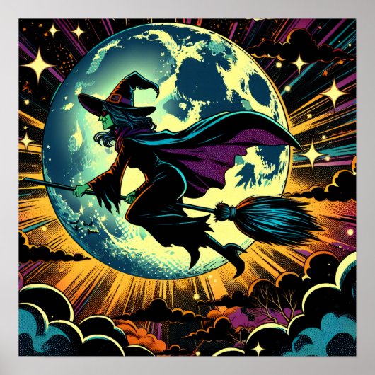 Een heks en een Halloweenfeest Poster (Voorkant)