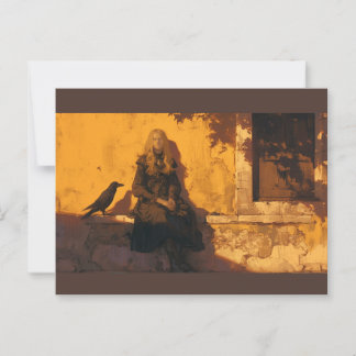 Een heks en haar raaf bekend, briefkaart