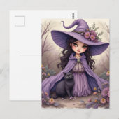 Een heks en haar zwarte kat briefkaart (Voorkant / Achterkant)