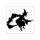 Een heks met een bordje van 2 silhouette 	rubberstempel (Afrduk)