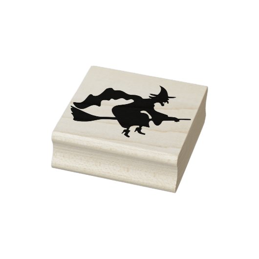 Een heks met een bordje van 2 silhouette 	rubberstempel (Stempel)