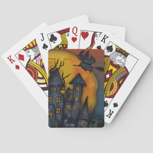 Een heks op een broom pokerkaarten (Achterkant)