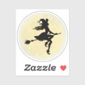 Een heks op een broom sticker (Vel)