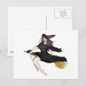 Een heks op een Broomstick Briefkaart (Voorkant / Achterkant)