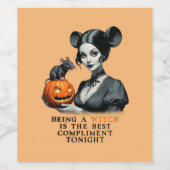 Een heks zijn is het beste compliment vanavond. wijn etiket (Enkel label)