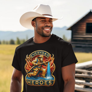 Een heldenstrijd: brandweerman temt vlammen t-shirt