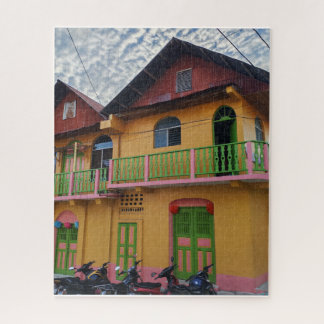 Een helder gekleurd huis legpuzzel