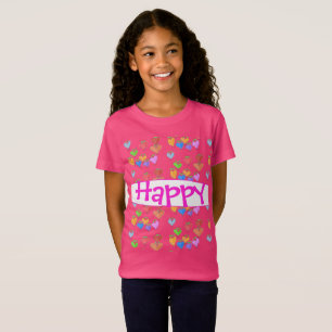 Een helder roze Happy Heart T-shirt