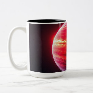 Een helderrode planeet tweekleurige koffiemok