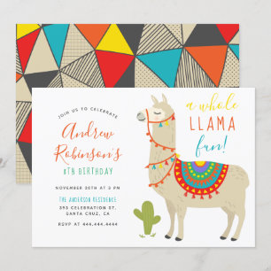 Een hele Llama Leuk Dier Verjaardagsfeestje Uitnod Kaart