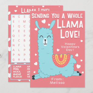 Een hele Llama Love Classroom Valentijnsdag Kaart
