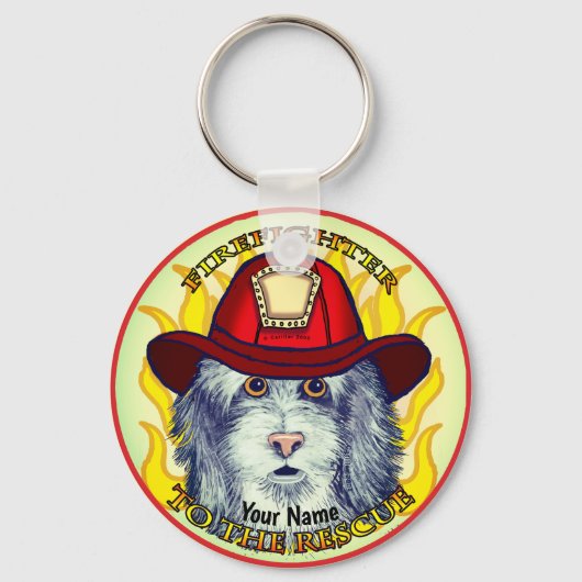 Een herdershond brandweerman sleutelhanger (Voorkant)