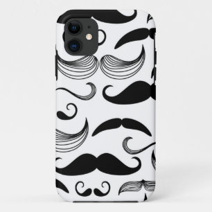 Een herenclub. Mustache patroon 2 iPhone 11 Hoesje