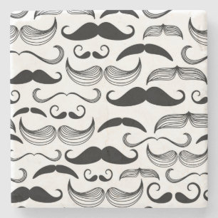 Een herenclub. Mustache patroon 2 Stenen Onderzetter