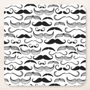 Een herenclub. Mustache patroon 2 Vierkante Kartonnen Onderzetter