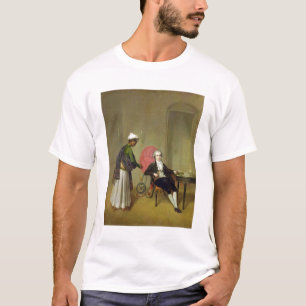 Een herenman, misschien William Hickey, en zijn In T-shirt