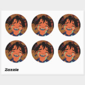 Een herfstdag ronde sticker (Vel)