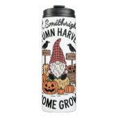 Een herfstgnoom en oogstscène thermosbeker (Voorkant)