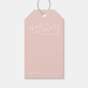 'Een herinnering delen' Modern script bruiloft Cadeaulabel