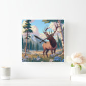 Een hert te midden van de natuur vierkante klok (Huis)