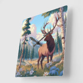 Een hert te midden van de natuur vierkante klok (Hoek)