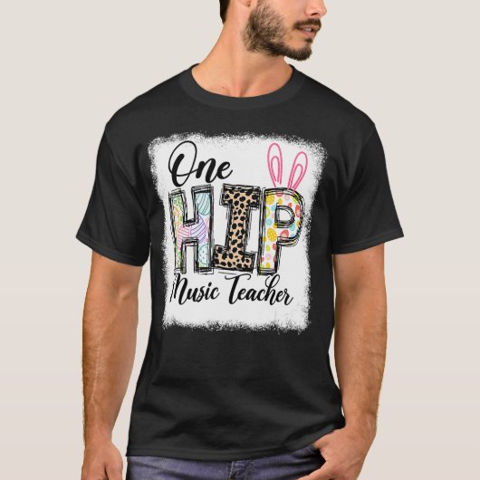 Eén Hip-muziekleraar Lopard-leraar Paasdag T-shirt (Voorkant)